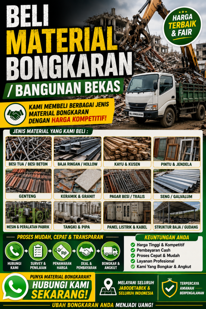 Beli Material Bongkaran Bangunan Bekas